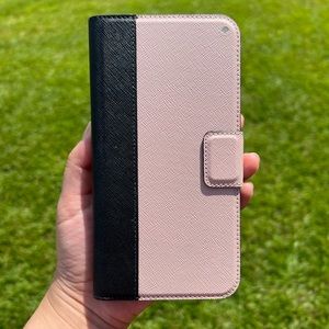 Kate Spade pink/black color block folio case for iPhone XS Max